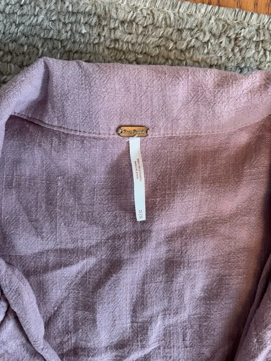 Free People Margot Short Sleeve Linen Coverall size medium - Picture 4 of 9